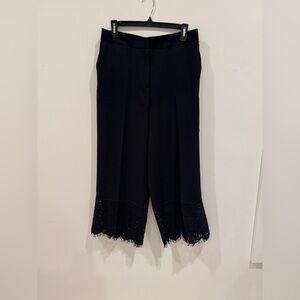 Ann Taylor Black Cropped Pants with Lace Hem